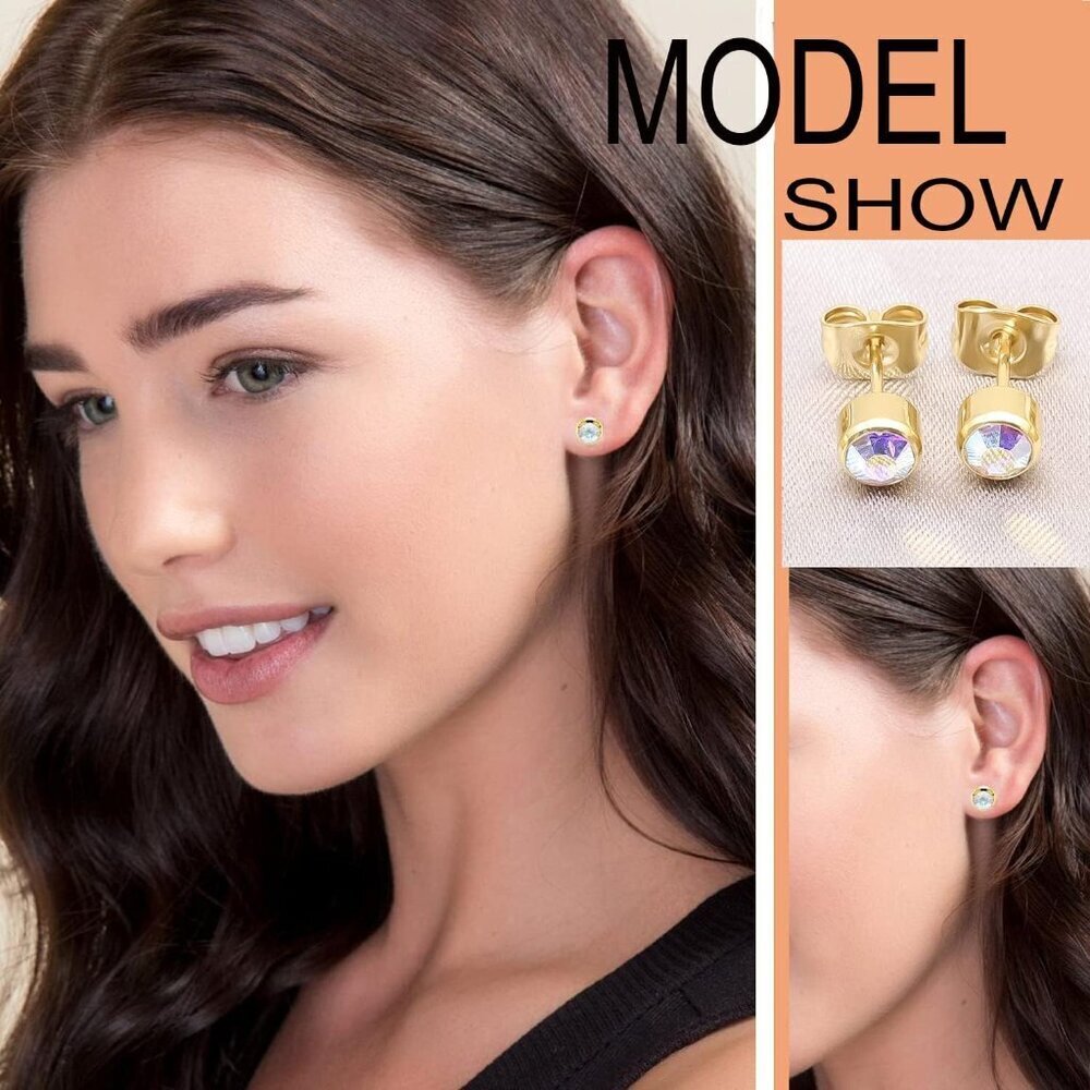 3 Pairs Women's & Men's Stud Earrings - Solid Titanium, Hypoallergenic, Nickel F - Picture 6 of 6